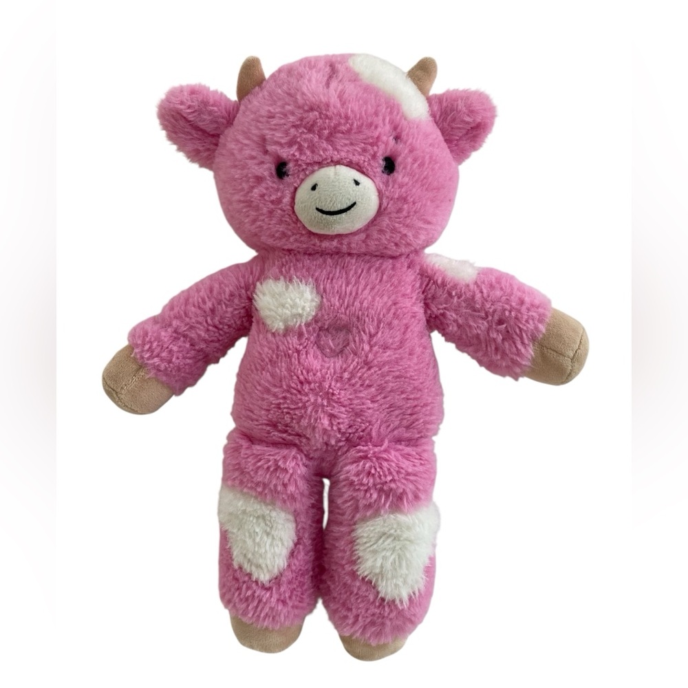 Hallmark Pink White Hearts Cow 13” Plush Moo Kissy Sounds Valentines WORKS